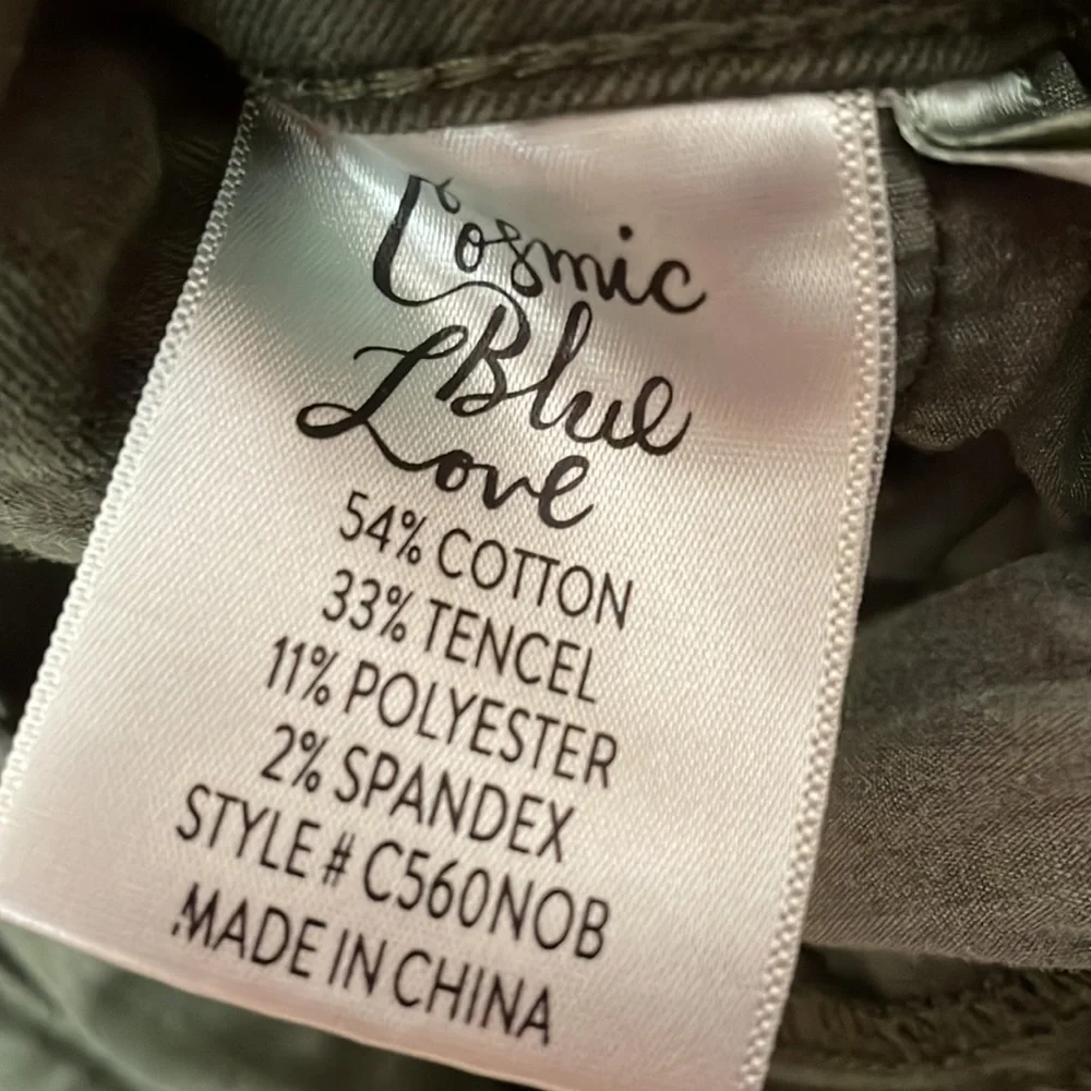 Olive Green Sz 30 Cosmic Blue Love pants - Picture 3 of 5